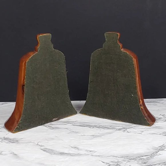 Handmade Wood Bell Bookend Set Vintage - Picture 3 of 9